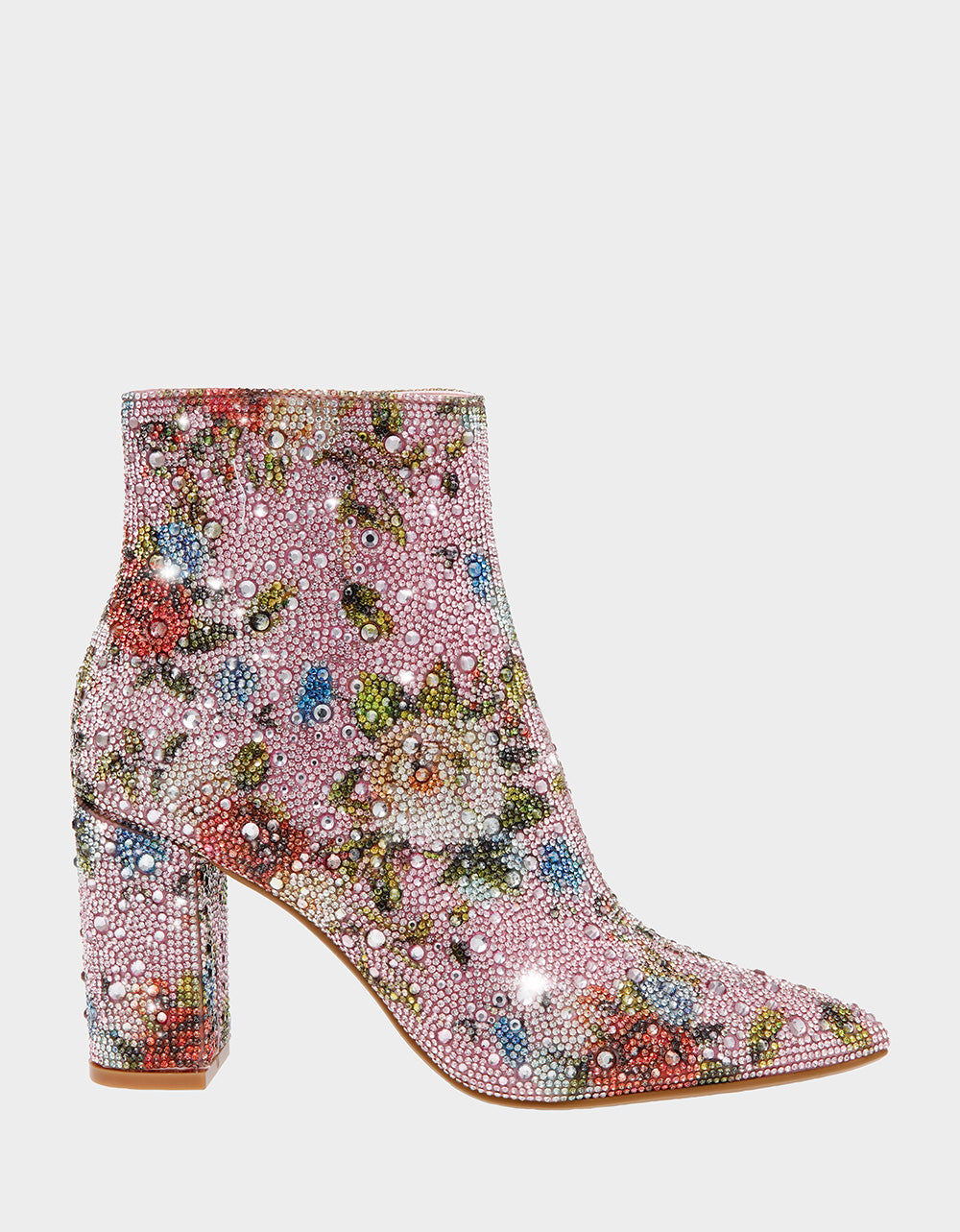 Betsey Johnson CADY Floral Rhinestone Booties with Block Heel