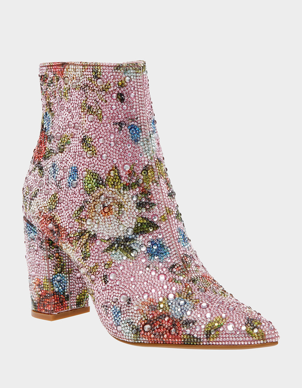 Betsey Johnson CADY Floral Rhinestone Booties with Block Heel