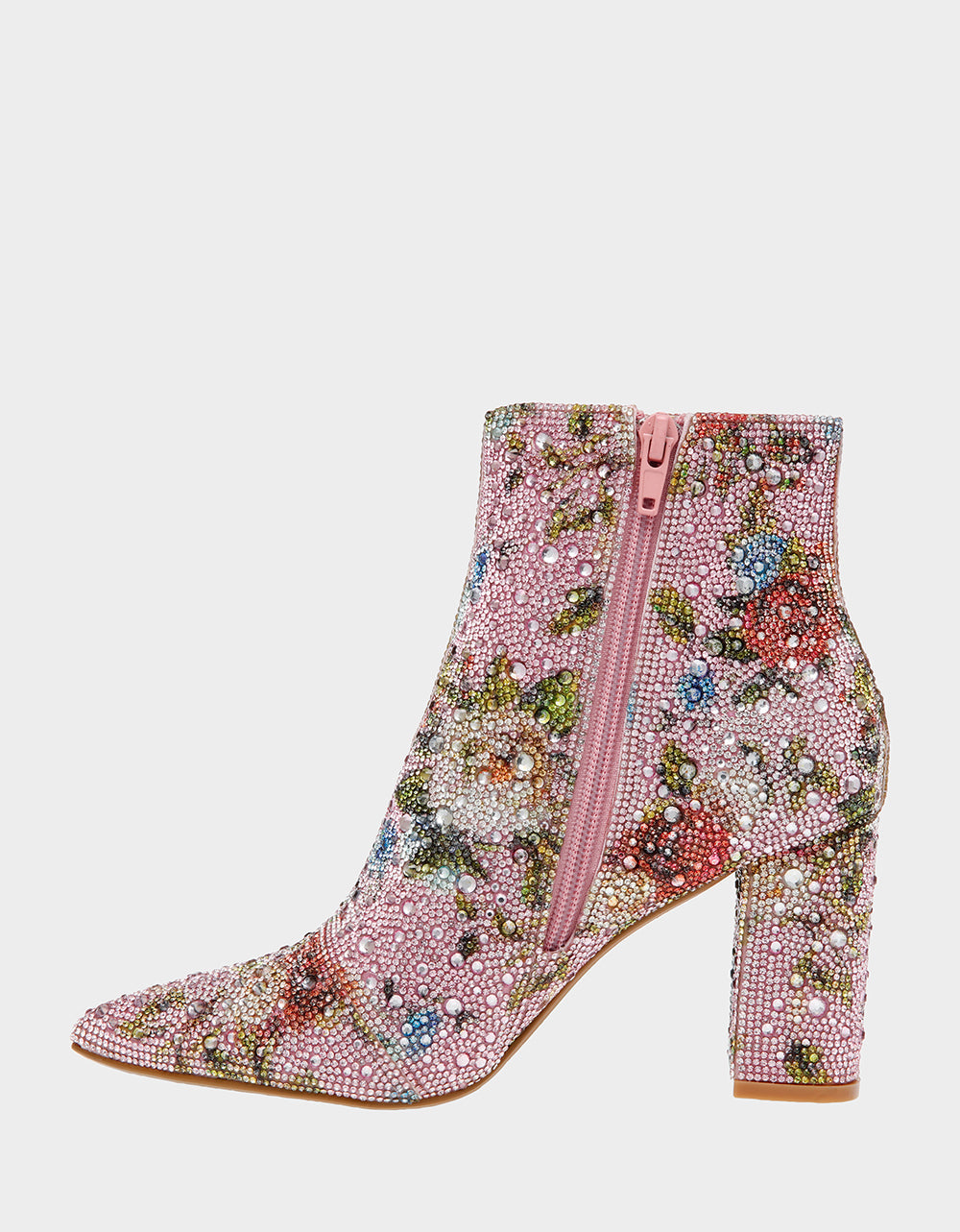 Betsey Johnson CADY Floral Rhinestone Booties with Block Heel