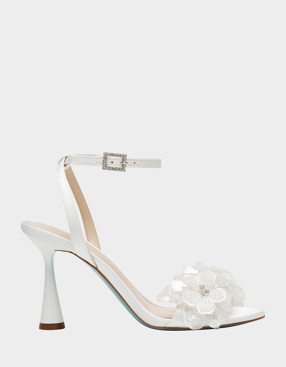 Betsey Johnson CALI Ivory Beaded Heel Sandals for Women