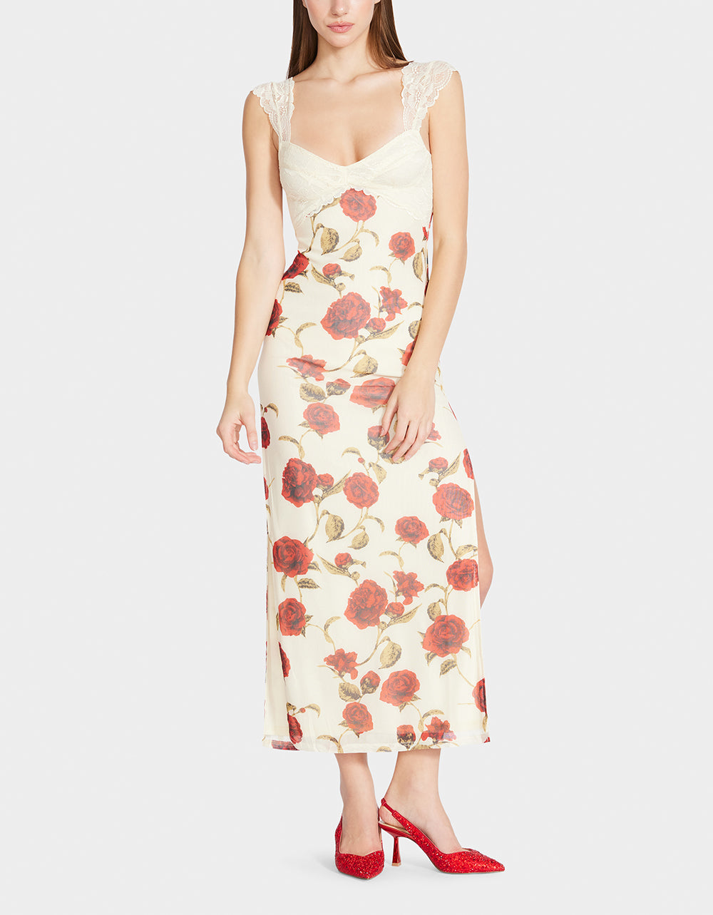 Betsey Johnson Camille Floral Maxi Dress - Off White Romantic Garden Party Gown