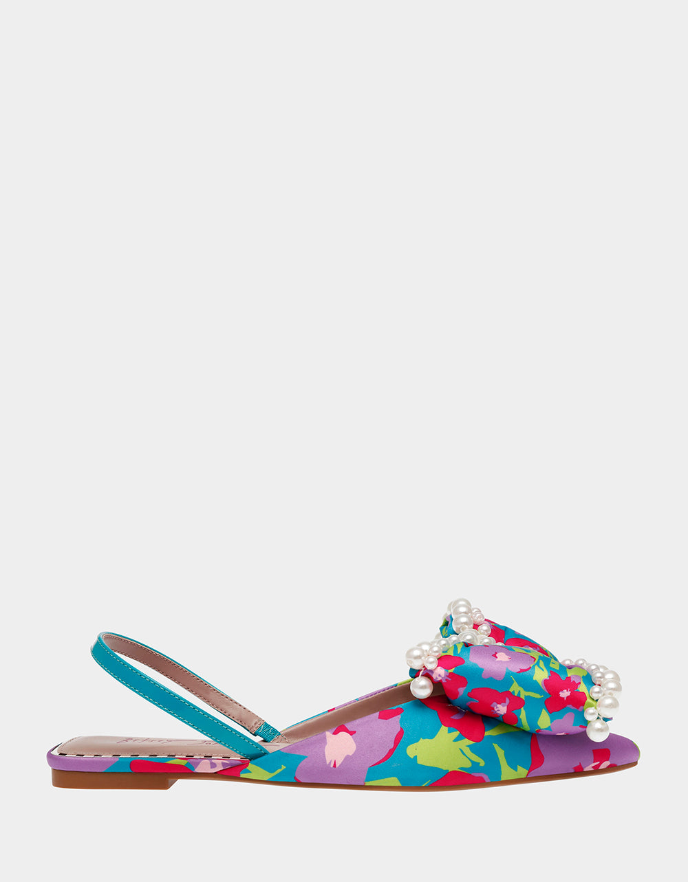 Betsey Johnson Camilo Green Multi Floral Bow Slingback Flats