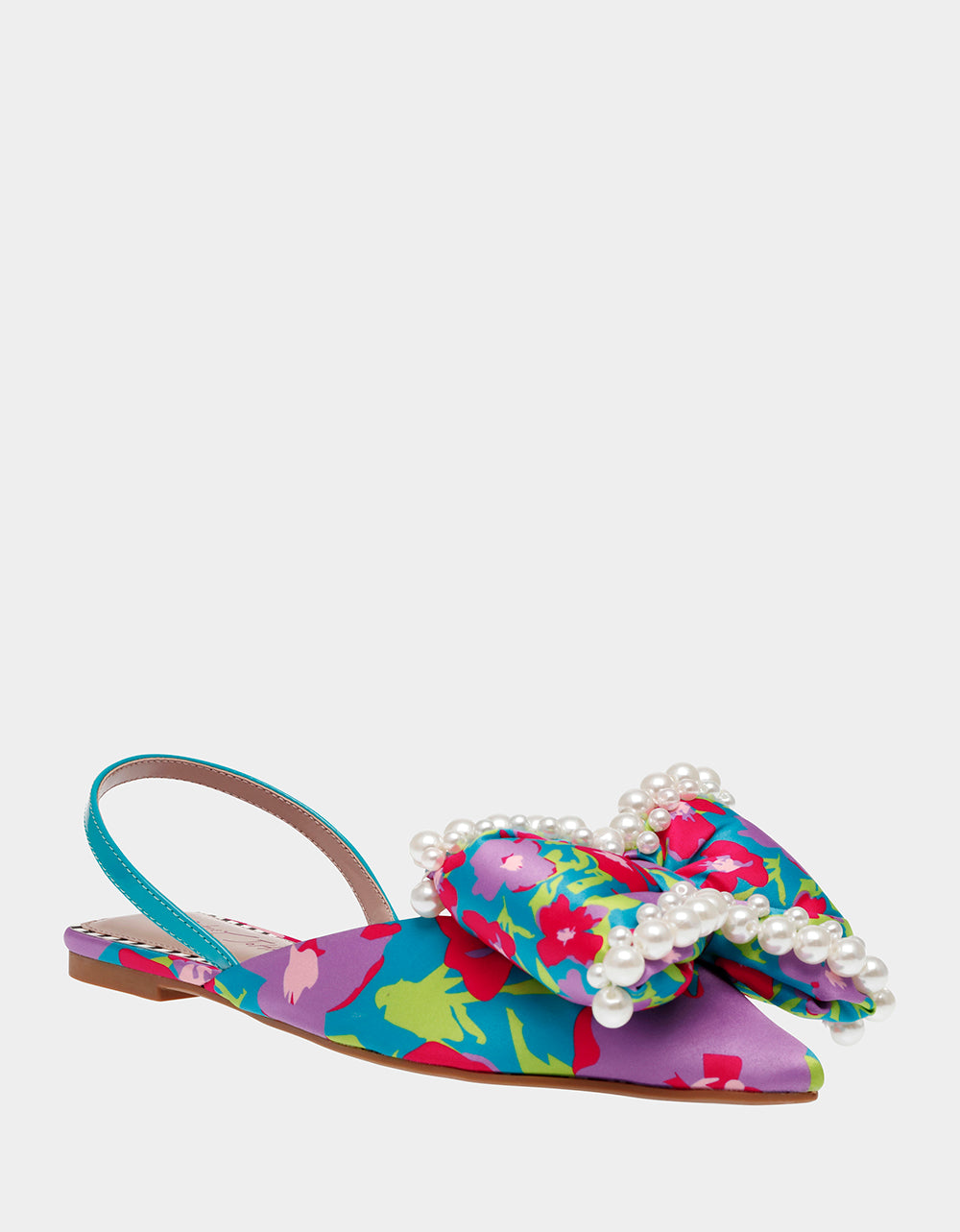 Betsey Johnson Camilo Green Multi Floral Bow Slingback Flats