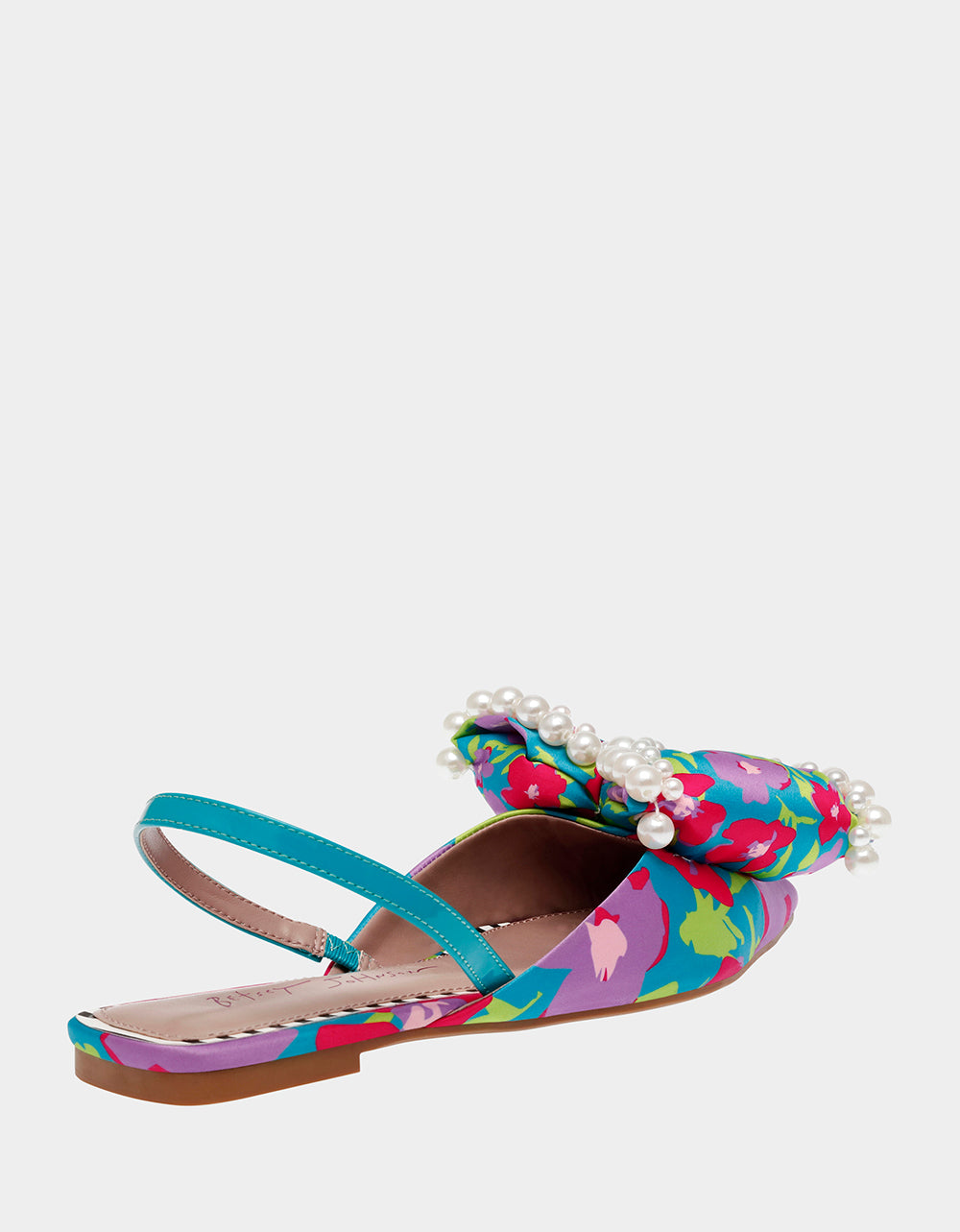 Betsey Johnson Camilo Green Multi Floral Bow Slingback Flats