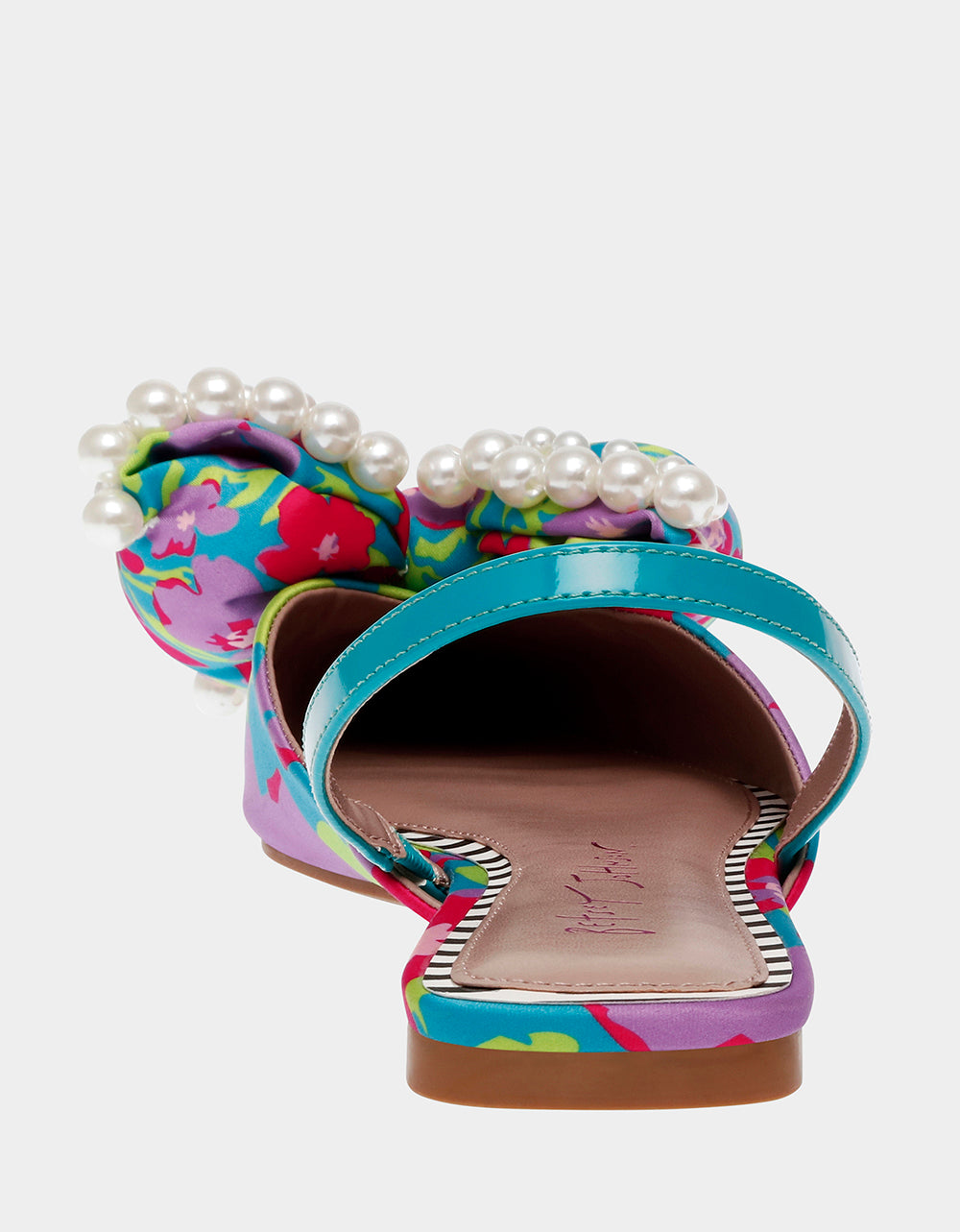 Betsey Johnson Camilo Green Multi Floral Bow Slingback Flats