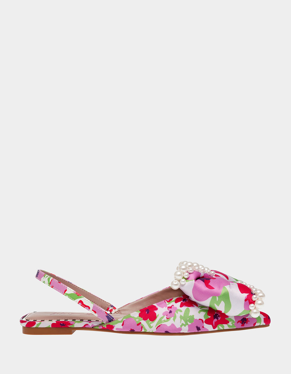 Betsey Johnson Camilo White Floral Slingback Flats with Bow