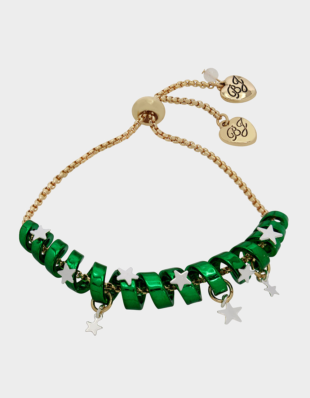 Betsey Johnson Green Coil Adjustable Bracelet with Starry Details