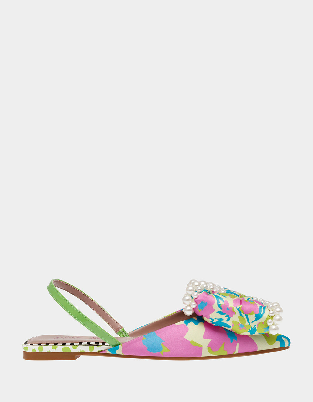 Betsey Johnson Camilo Yellow Floral Slingback Flats with Bow