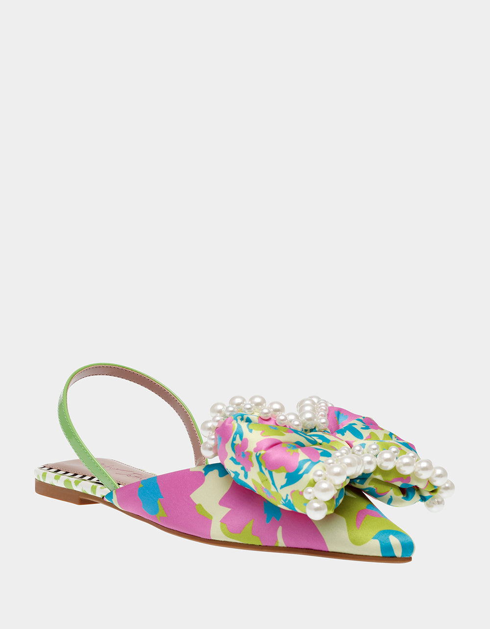 Betsey Johnson Camilo Yellow Floral Slingback Flats with Bow