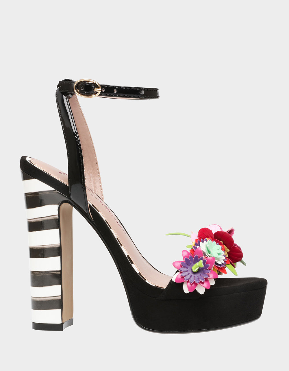 Floral Strap Platform Heels - RE:LUV CARRA-BJ Black Multi