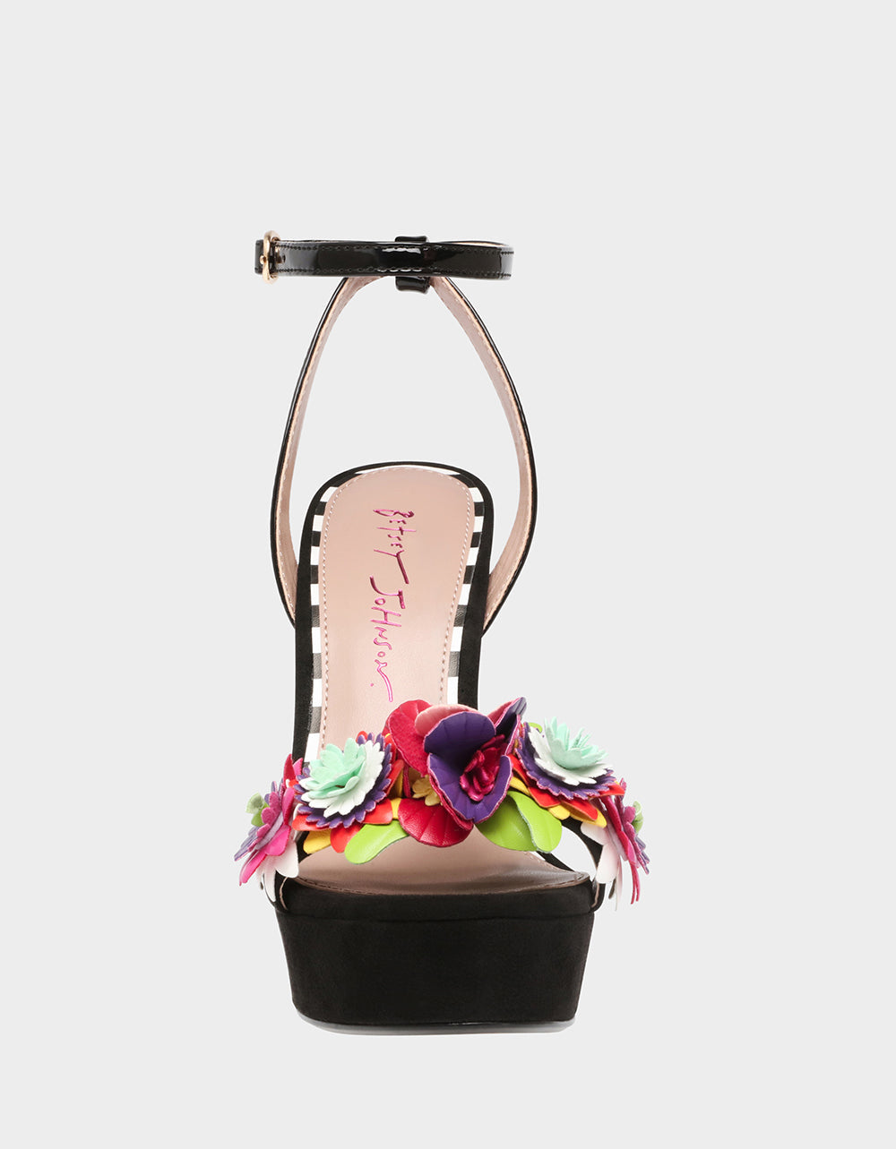Floral Strap Platform Heels - RE:LUV CARRA-BJ Black Multi