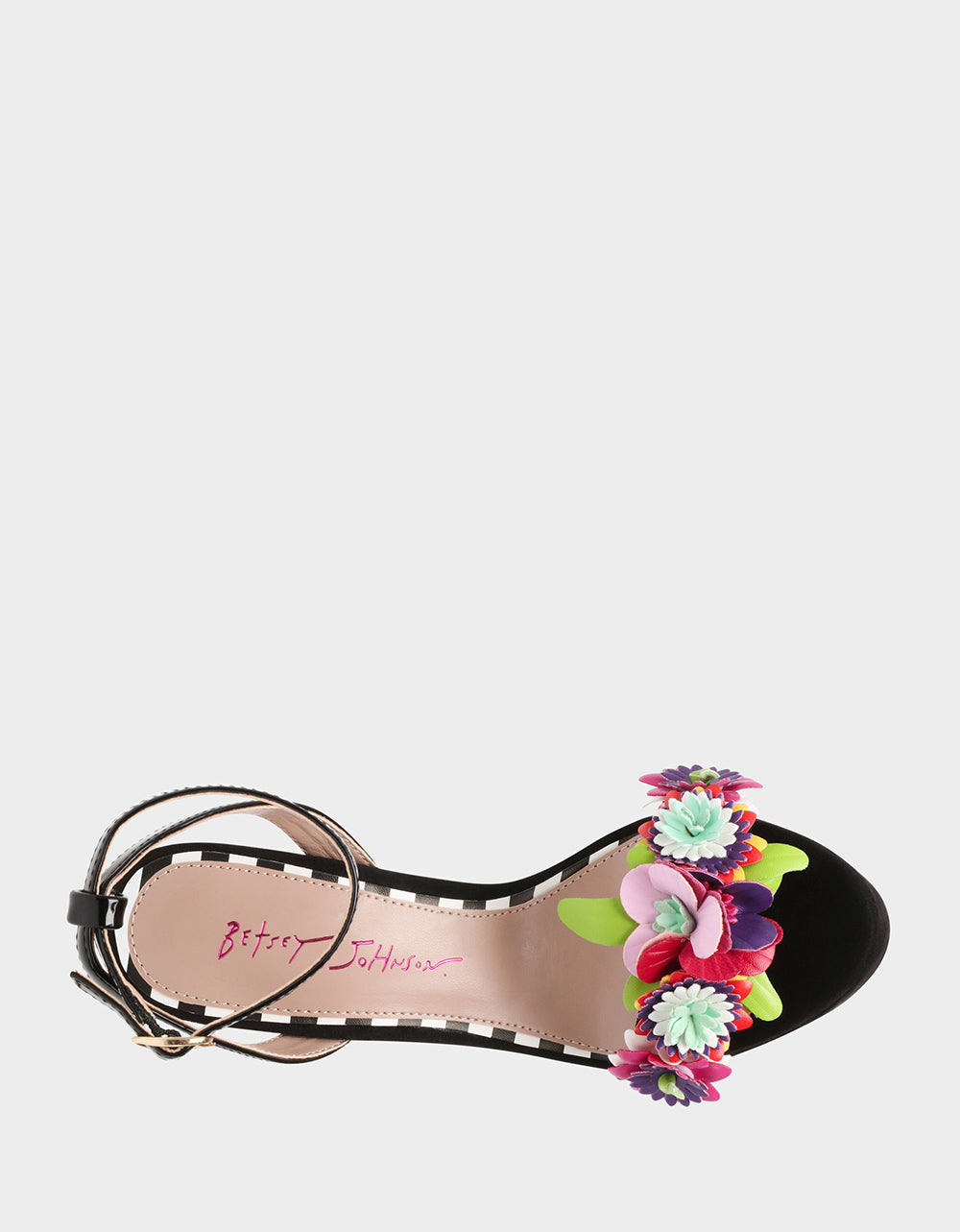 Floral Strap Platform Heels - RE:LUV CARRA-BJ Black Multi