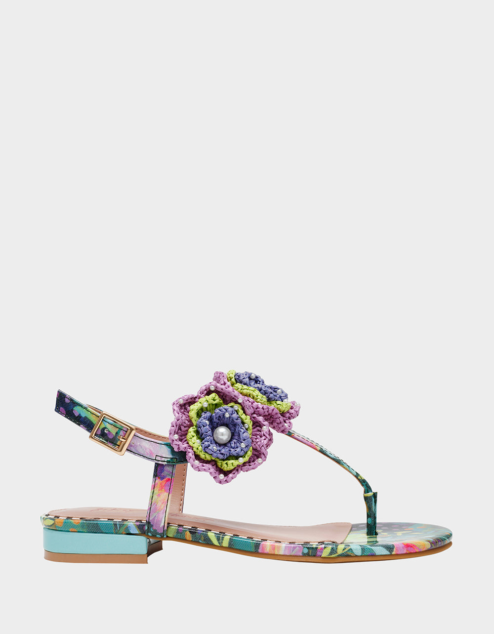 Betsey Johnson Cindii Multi Floral T-Strap Sandals