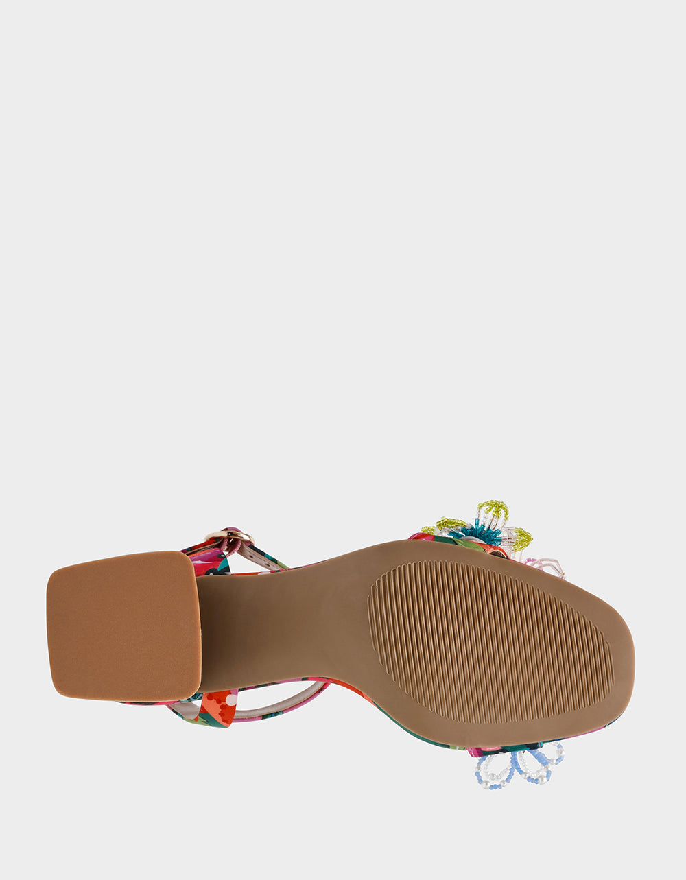Betsey Johnson Cinthia Floral Beaded Sandals with Clear Heel