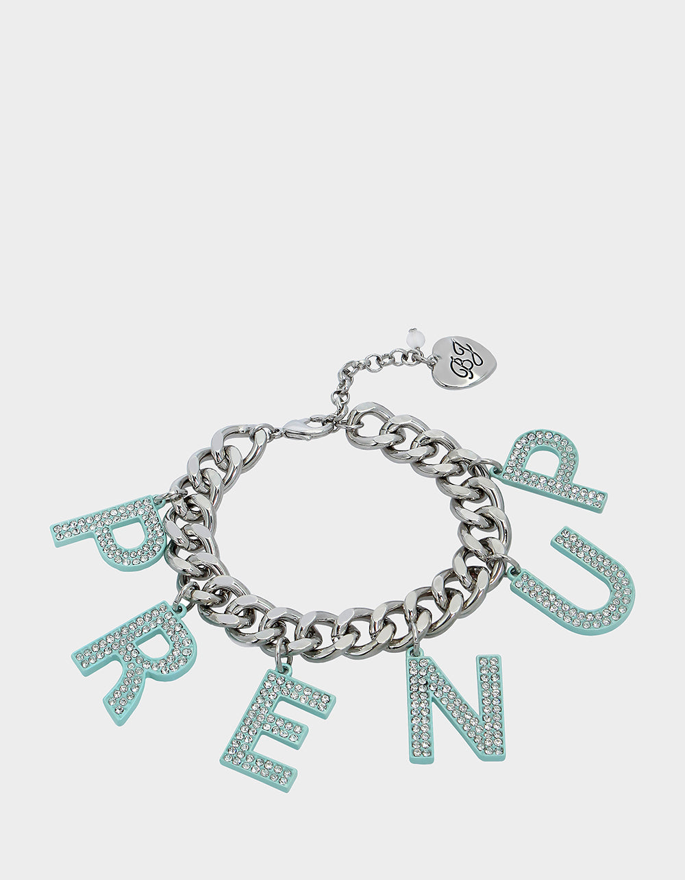Betsey Johnson Prenup Charm Crystal Bracelet with Adjustable Chain