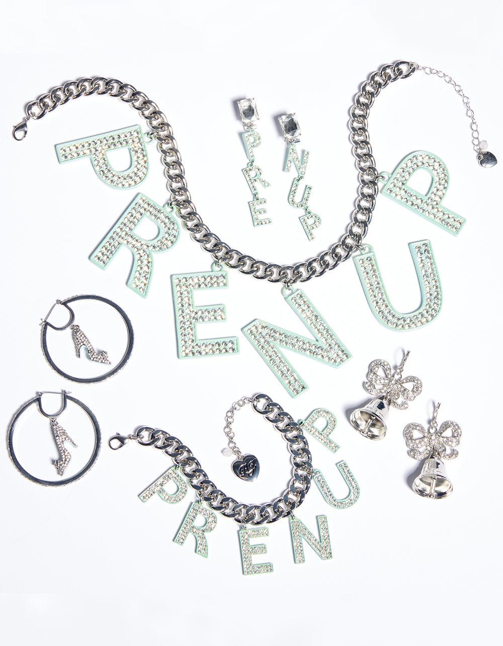 Betsey Johnson Prenup Charm Crystal Bracelet with Adjustable Chain