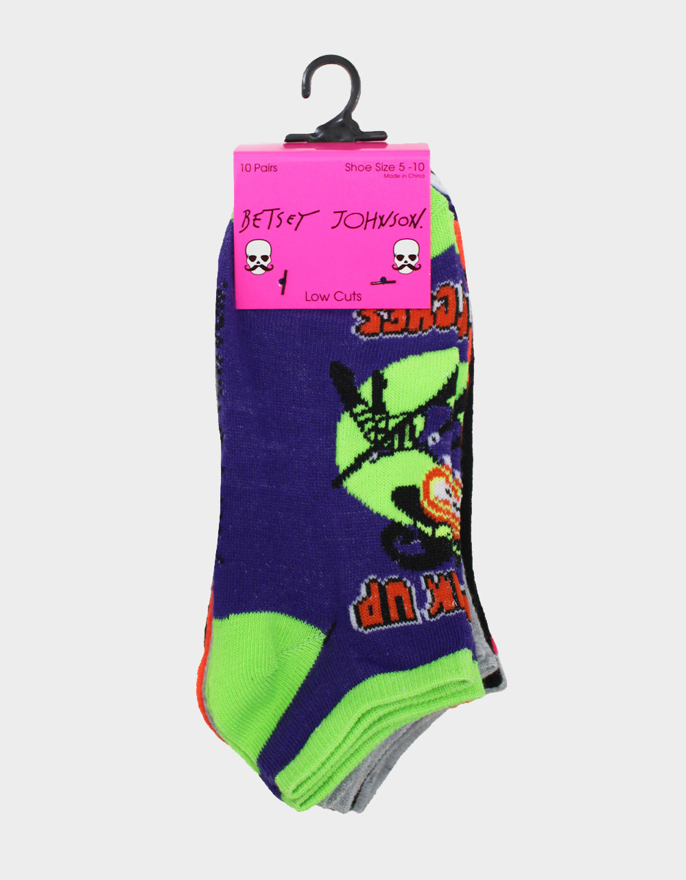 Halloween Witch Socks 10-Pack - Low Cut Purple & Orange Design