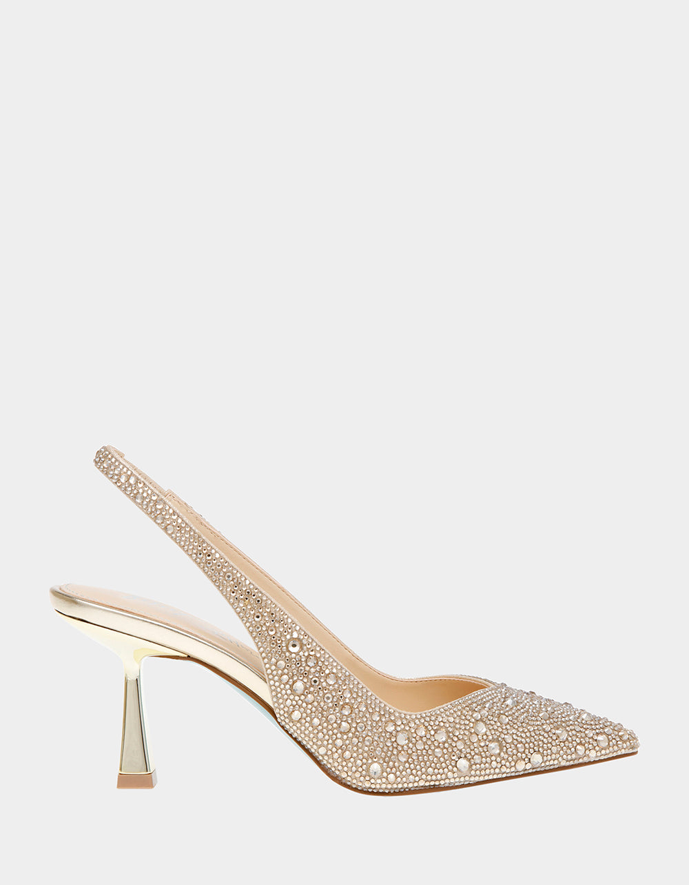 Clark Gold Rhinestone Slingback Heels - 2.25 Inch