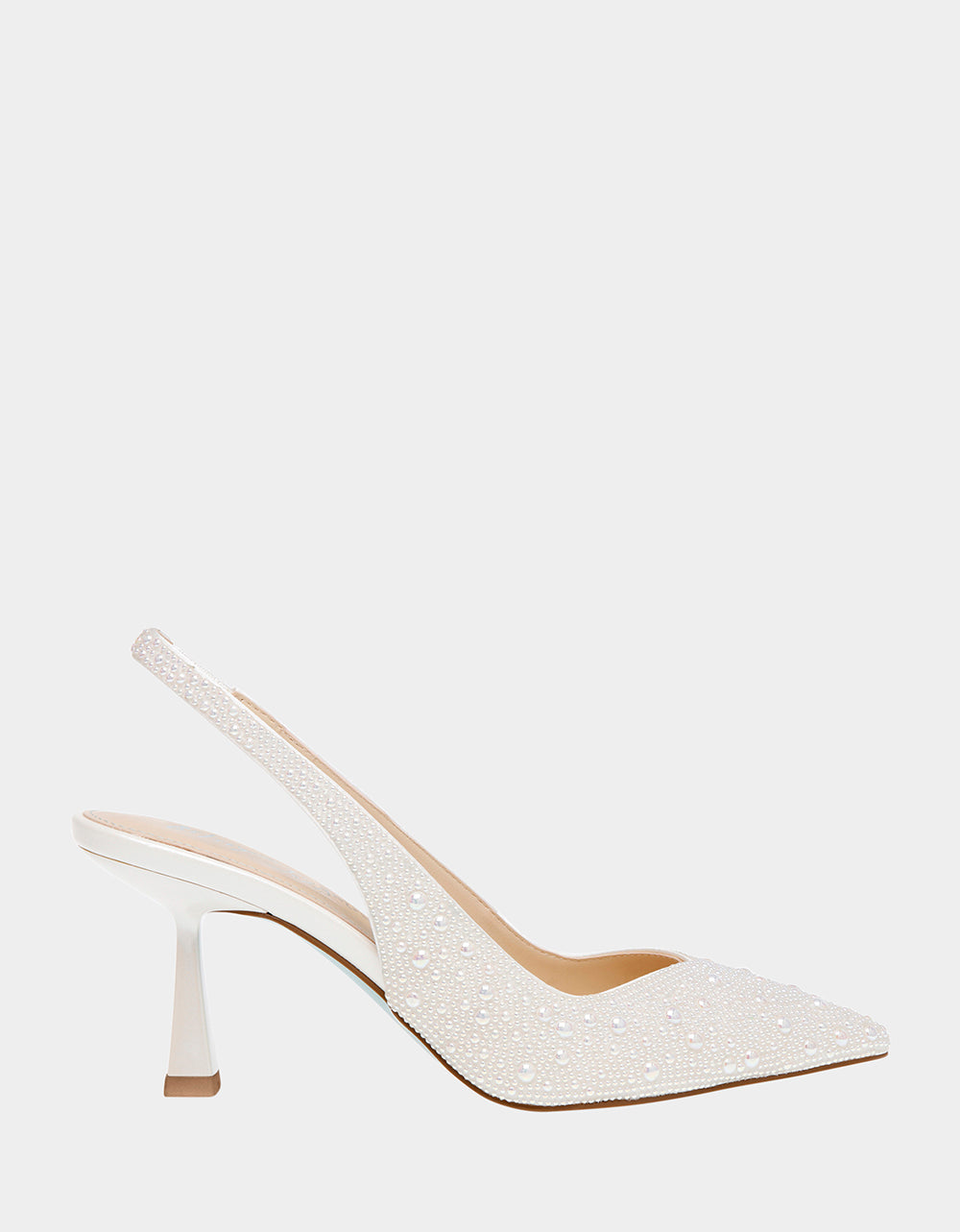 Clark Rhinestone Slingback Heels - Ivory Pearl Pumps 2.25 Inch
