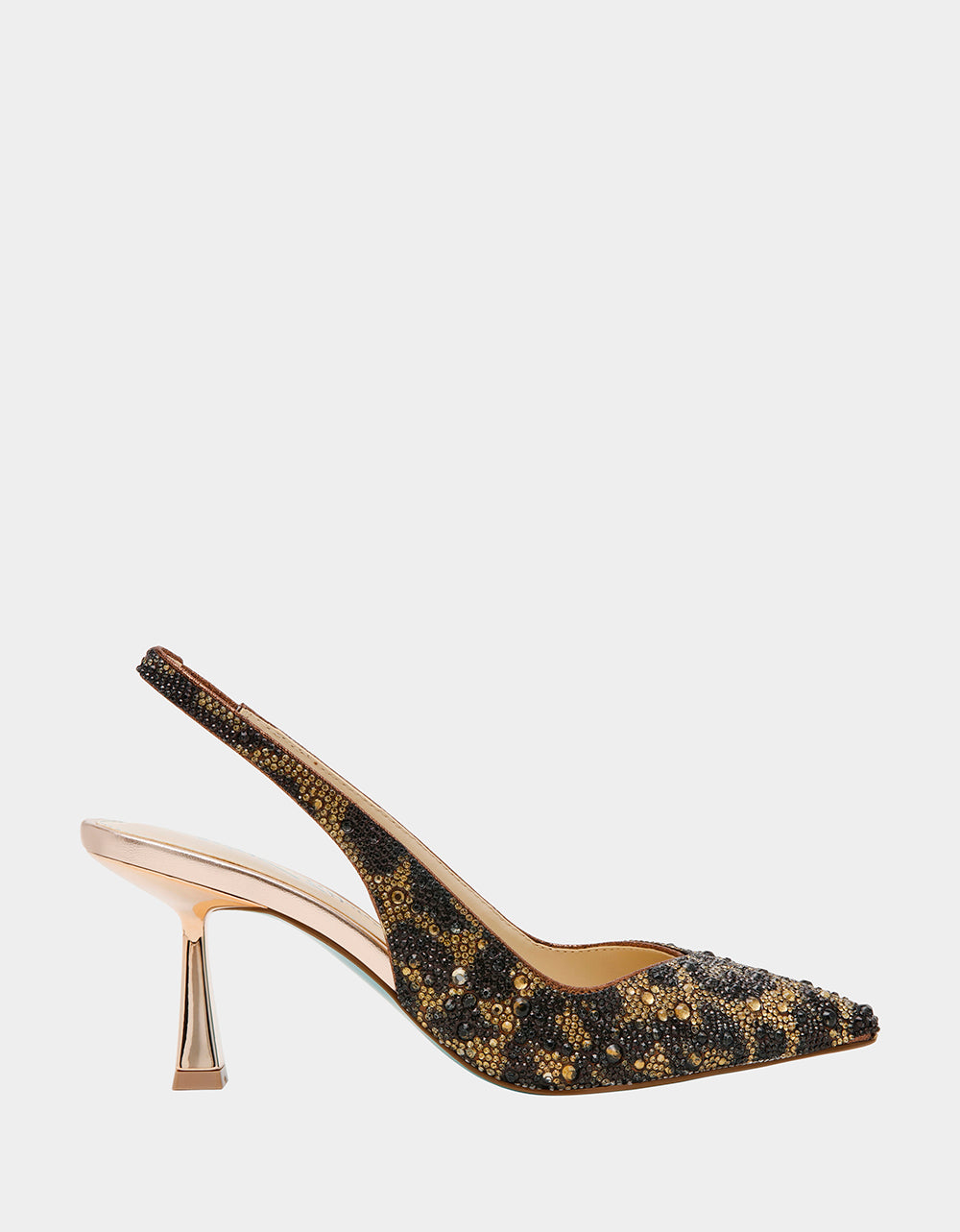 Betsey Johnson Clark Leopard Rhinestone Slingback Heels