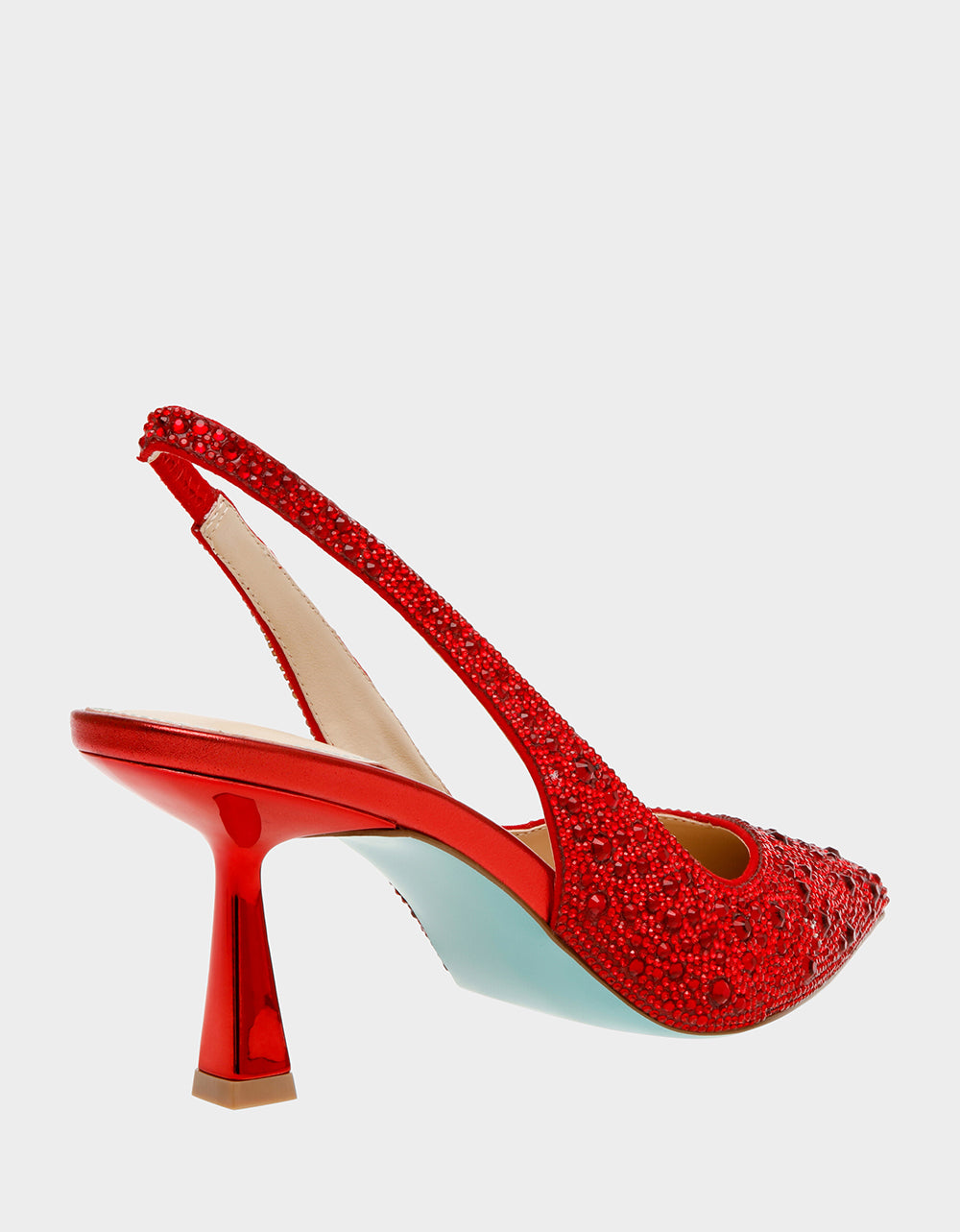 Betsey Johnson Clark Red Rhinestone Slingback Heels
