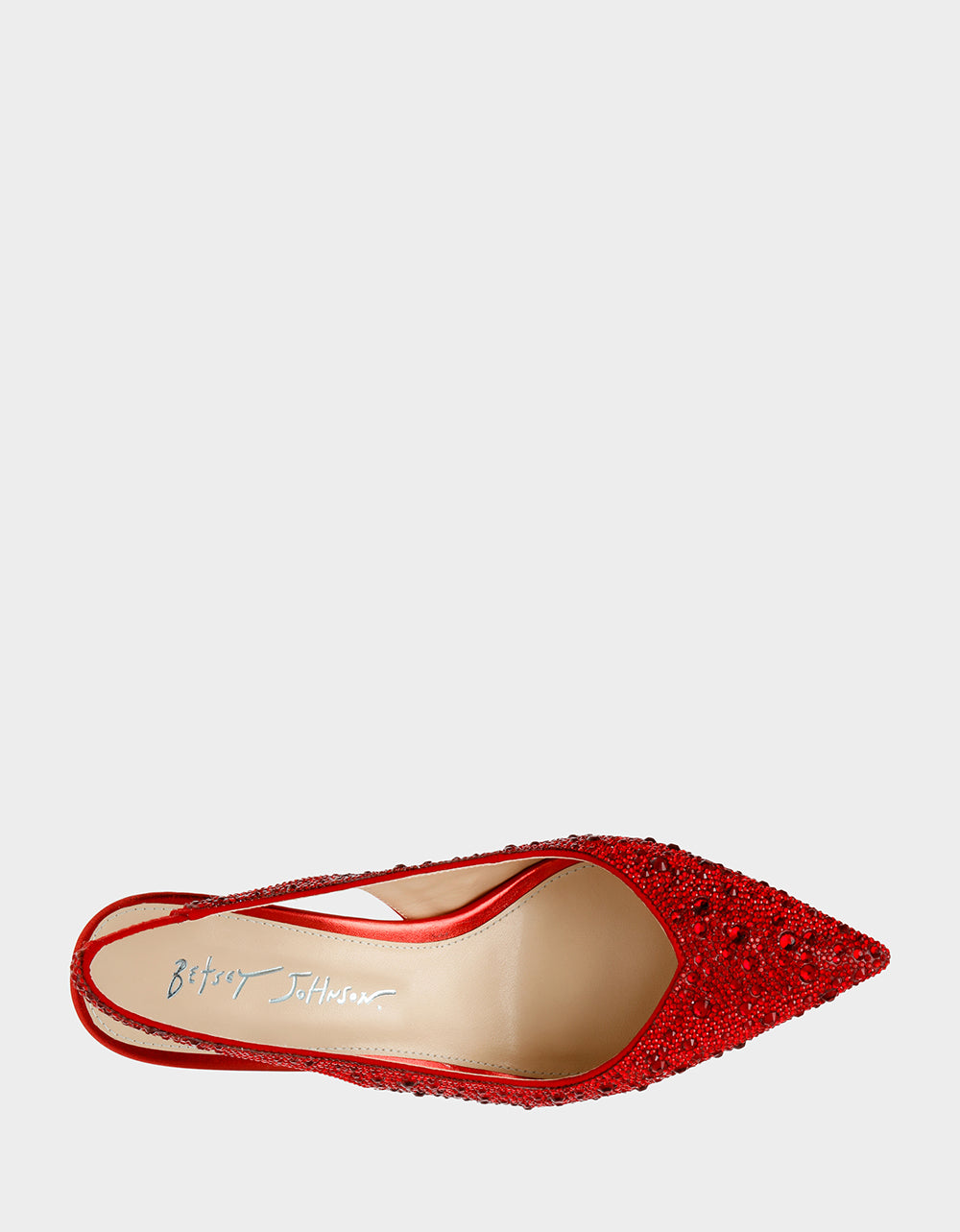 Betsey Johnson Clark Red Rhinestone Slingback Heels